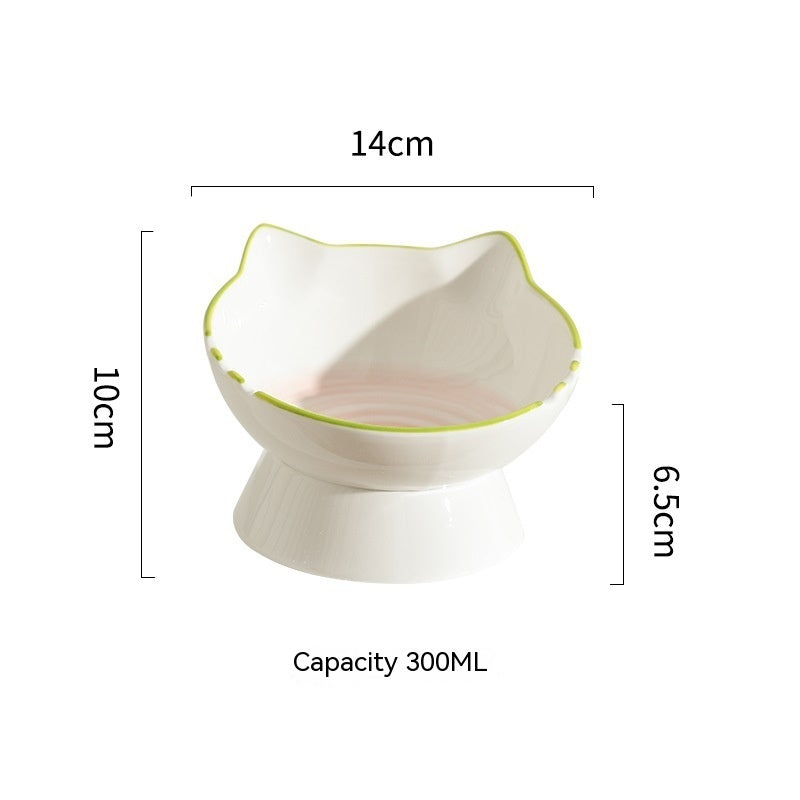 Ceramic Cervical Support Cat Food Bowl