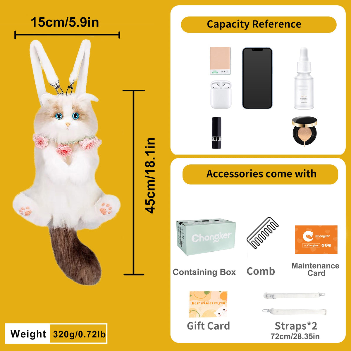 Mini Ragdoll Cat Backpack – Cute Handmade Bag for Girls