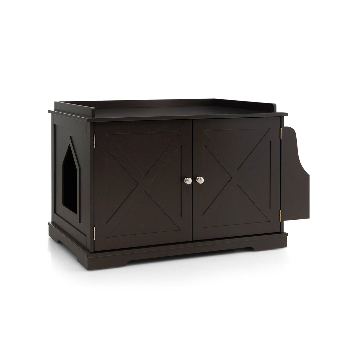 Large Wooden Cat Litter Box Enclosure with the Storage Rack