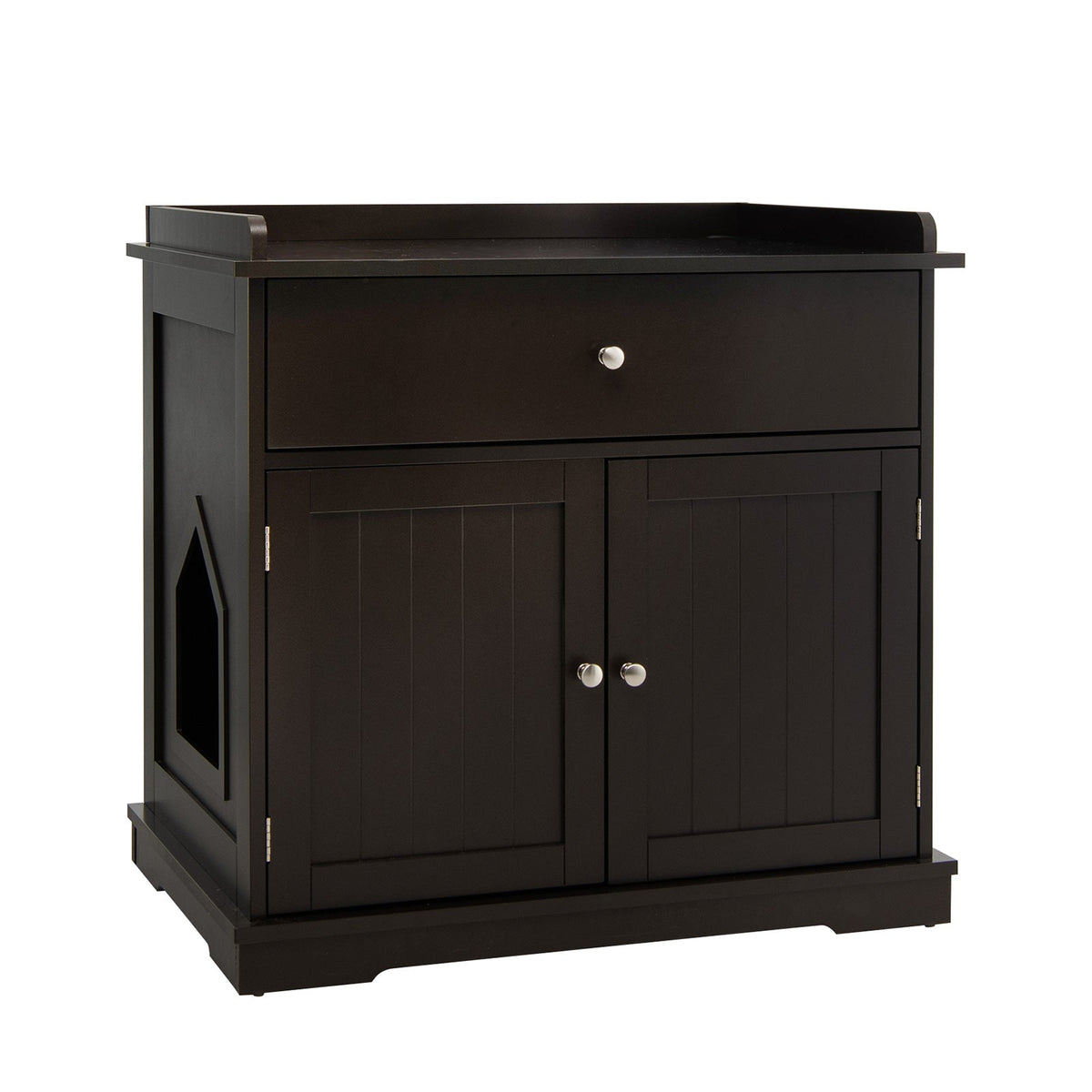 Wooden Cat Litter Box Enclosure with Drawer Side Table Furniture
